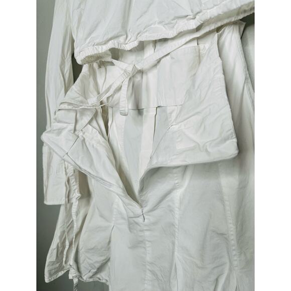 PATOU White Pleated Summer Tie Waist Button Down Top Shirt Dress Size EU 44 - Picture 11 of 15